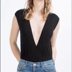 Zara Knit Deep V-neck Bodysuit